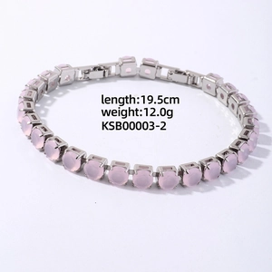 Detail showing 19.5cm length and 12.0g weight of pink zircon gemstone bracelet