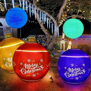 Inflatable Christmas Ball LED Lighted PVC Waterproof Outdoor Yard Ornament Remote Control Sixteen Color Changing Holiday