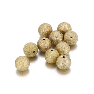Set of 10 golden frosted stainless steel beads with a textured sandblasted finish for jewelry