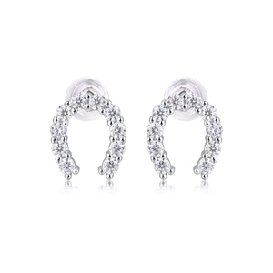Elegant S925 silver horseshoe earrings with sparkling pave-set moissanite stones