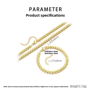 Detail of 6mm gold stainless steel arrow chain set with exact size and weight specs