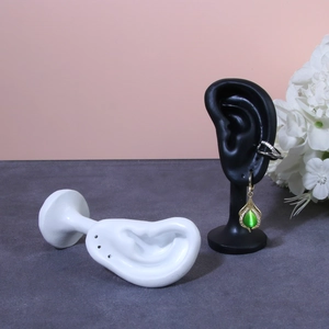 Professional ear mold display stand set in black and white for earring photography