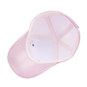 Pink sequin unicorn baseball cap for kids featuring breathable mesh and star patterns