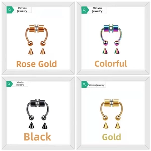 Magnetic septum rings in rose gold, multicolor, black and gold finishes with interchangeable tips