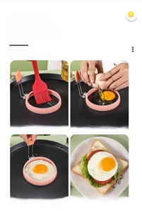 Dettaglio macro dello stampo per uova rotondo antiaderente con manico in silicone