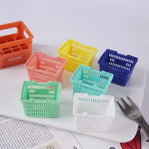 Mini Cesto Per La Spesa Giocattolo Di Simulazione Miniatura In Plastica Rete Cava Doppi Manici Casa Delle Bambole Decor
