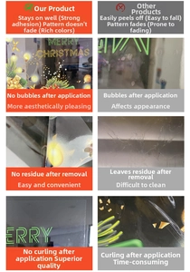 Detail der hochwertigen statischen Weihnachtsfensteraufkleber ohne Blasen oder Rückstände