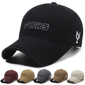 Vintage Distressed Cotton Baseball Cap Retro Ripped Hole Sun Hat Embroidery Adjustable Metal Buckle Streetwear For Unisex