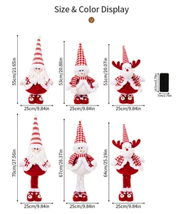 Detailed size chart for Christmas gnome dolls showing dimensions for Santa snowman and deer