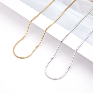 Elegant gold and silver square snake chain necklaces made of stainless steel for women