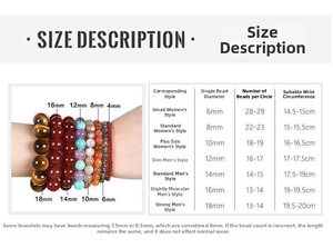 Detailed size guide for Indian agate beads ranging from 6mm to 18mm diameter