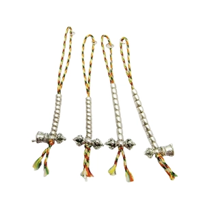 Silver Vajra bell pendant with colorful woven cord for DIY Buddhist prayer beads