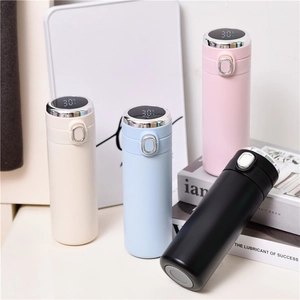 Smart LED temperature display stainless steel thermal bottle in four pastel colors