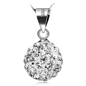 Fashionable S925 sterling silver necklace with a sparkling Shamballa crystal ball pendant