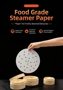 Papier cuisson rond perforé de qualité alimentaire pour paniers vapeur et brioches bao