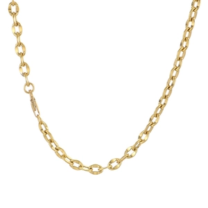 6mm gold-plated stainless steel oval link chain necklace with lobster clasp for women