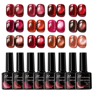 Red Cat Eye Nail Gel Polish Ruby Spar Magnetic Glitter UV LED Soak Off Professional Manicure Salon DIY Long Lasting Art