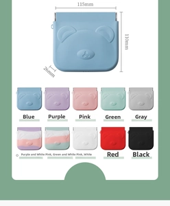Bear-shaped silicone organizer pouch showing 115mm x 110mm size and multi-color options