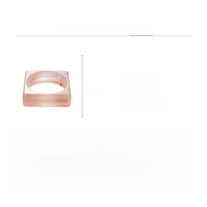Detail view of pink marble acrylic square bangle showing 7.5cm size and 61.3g weight