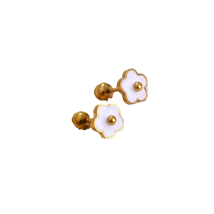 Exquisite 18K gold plated titanium steel flower stud earrings with screw back design