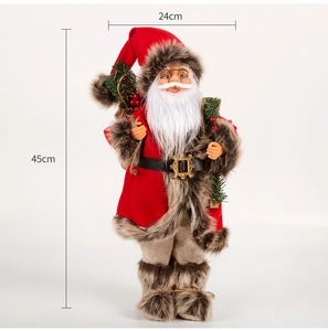 Classic red Santa doll with skateboard backpack, 45cm height and 24cm width dimensions