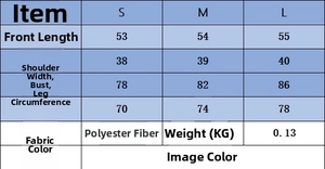 Detailed size chart for the summer knit t-shirt including length, chest, and shoulder info