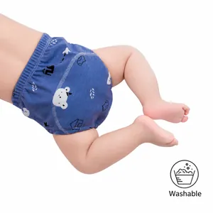 Baby Training Pants Pure Cotton Washable Reusable Diaper Underwear Waterproof Breathable Cartoon Animal Infant Toddler