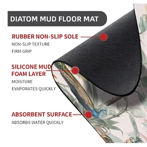 Detail of diatom mud mat showing absorbent surface and non-slip rubber backing layers