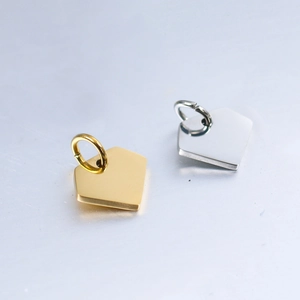 Polished stainless steel pentagon pendant charms in gold and silver finish with jump rings