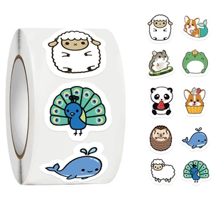 500pcs colorful cartoon animal reward stickers roll for kids gift and envelope sealing