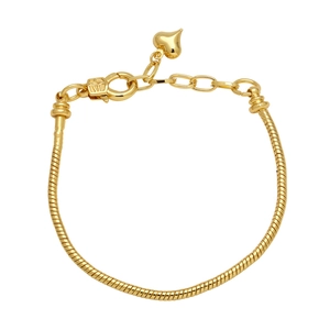 Minimalist gold plated snake chain bracelet with heart charm and lobster clasp closure