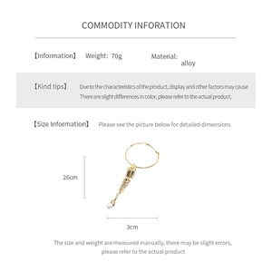 Detailed size chart for fishbone pendant necklace with 70g alloy material specs