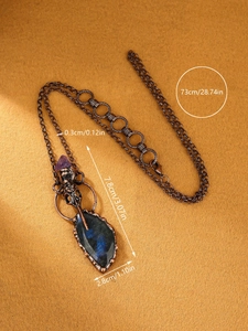Spécifications détaillées de taille pour pendentif en labradorite et améthyste bronze