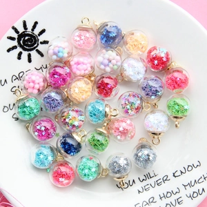 Crystal glass ball pendants with star sequins and golden loops for DIY jewelry making