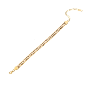 Minimalist gold stainless steel bracelet for women with brilliant colorful rhinestones