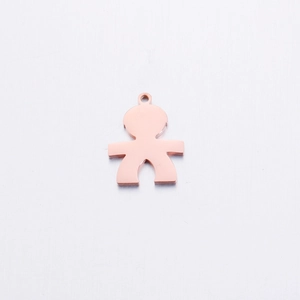 Polished rose gold stainless steel boy figure pendant with smooth mirror finish surface