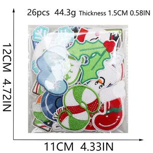 26-piece Christmas embroidery patch set featuring snowflake and snowman festive designs