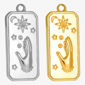 Pendentifs tarot soleil et lune en acier inoxydable 304 dorés et argentés