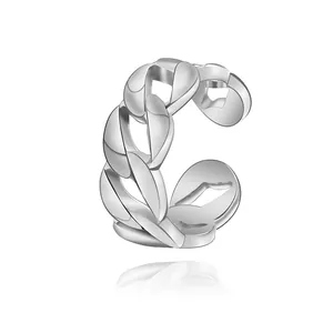 Anello regolabile a catena in argento in acciaio inossidabile per un look minimal