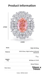 Detailed size specifications for the S925 silver oval pink gemstone ring with dimensions