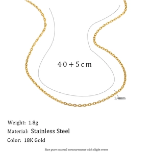 Minimalist 1.4mm stainless steel 18K gold chain necklace for women 40+5cm length