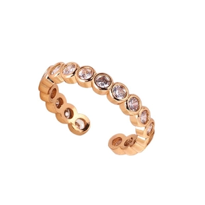 18k gold plated adjustable ring featuring sparkling round cubic zirconia stones