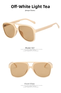 Front and side view of retro cream pilot sunglasses with brown tinted lenses