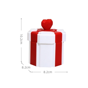 Creative Santa gift box ornament in red and white colors with size dimensions 10.2x8.2cm