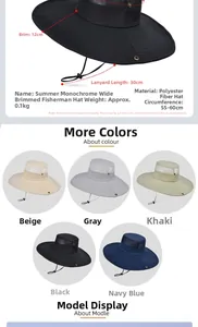 Detail view of large brim sun hat with mesh vents and adjustable drawstring for hiking