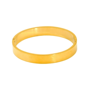 Polished 18k gold plated stainless steel hinge bangle bracelet for women in minimalist style