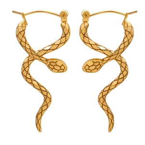 Snake Shape Hoop Earrings Titanium Steel Animal Scale Texture Punk Minimalist Gothic Jewelry Accessory For Women