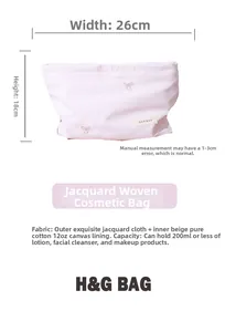 Trousse de maquillage rose brodée d'un nœud, dimensions 26x18 cm avec doublure en coton