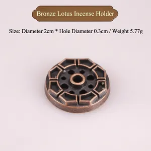 Dettaglio macro del porta incenso a loto in rame da 2cm con design a 9 fori