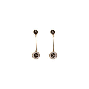 Orecchini vintage a pendolo placcati in oro con madreperla e motivo a stelle in zirconi